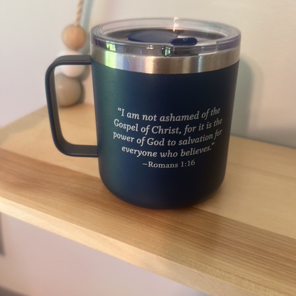 H2GO insulated cup Billy Graham Evangelistic Association Christian Romans Bible